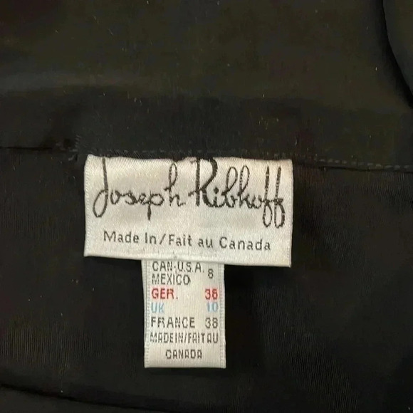 JOSEPH RIBKOFF  Solid Black Ruched Long Sleeve Cowl Neck Evening Dress, Sz 8 - Picture 9 of 10